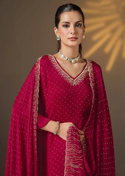 Pink Embroidered Pant Suit