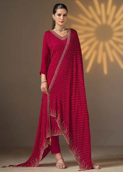 Pink Embroidered Pant Suit