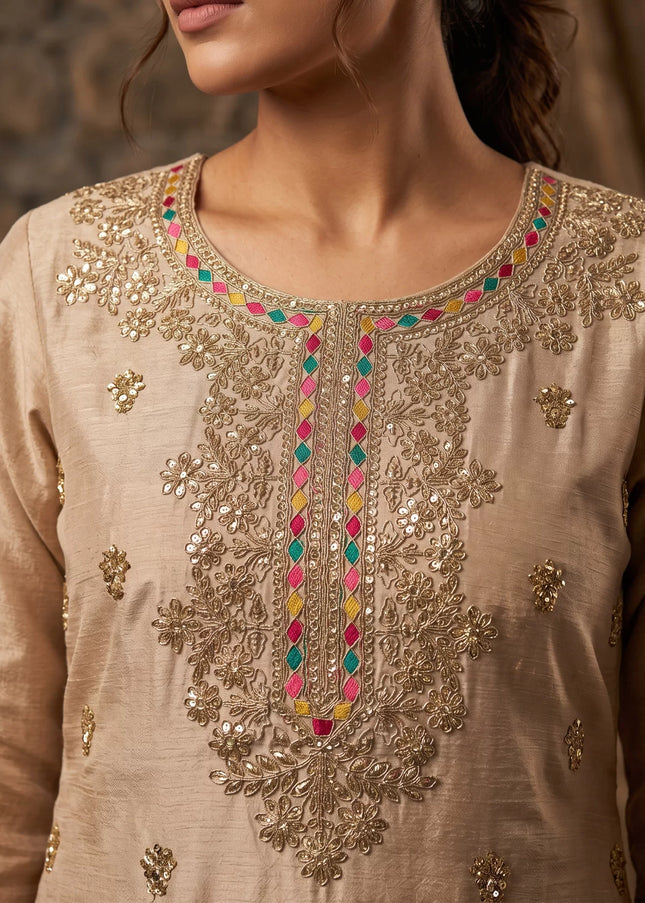 Cream Embroidered Sharara Suit Series