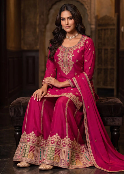 Pink Embroidered Sharara Suit Series