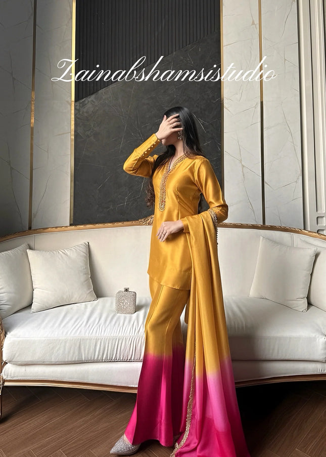 Zainab Shamsi | The Elysia Set - Mustard & Pink