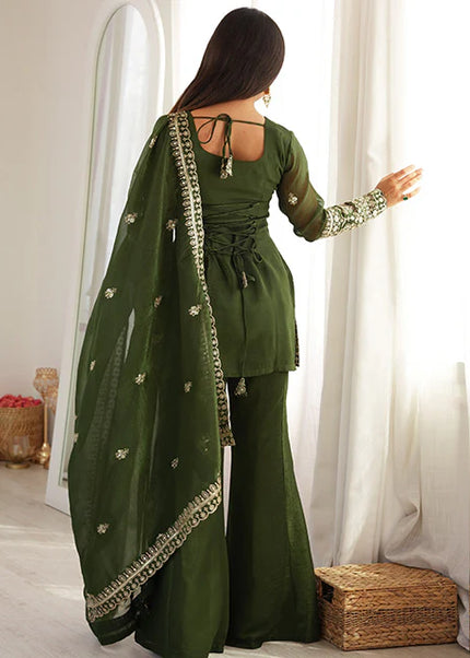 Green Embroidered Sharara Suit