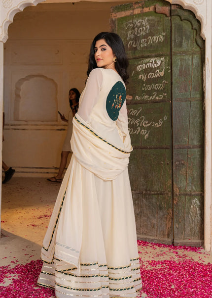Offwhite Embroidered Anarkali Gown