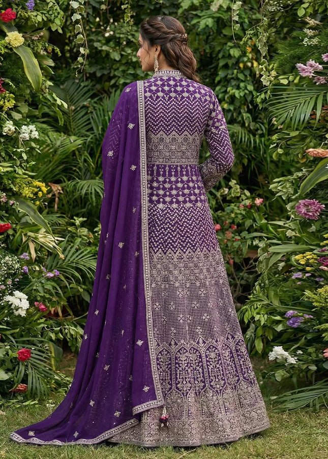 Purple Embroidered Lehenga Anarkali