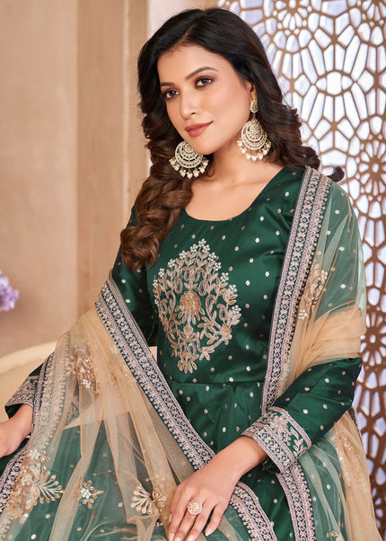 Green and Gold Embroidered Anarkali