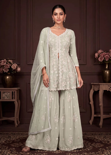 Georgette Embroidered Gharara Suit Series