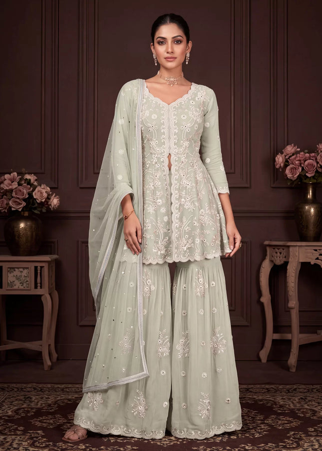 Georgette Embroidered Gharara Suit Series