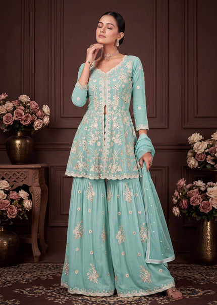 Georgette Embroidered Gharara Suit Series