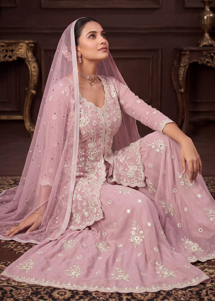 Georgette Embroidered Gharara Suit Series
