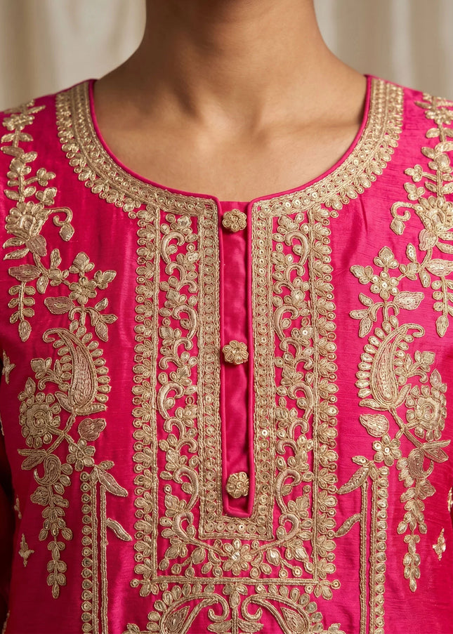 Pink Embroidered Pant Style Suit
