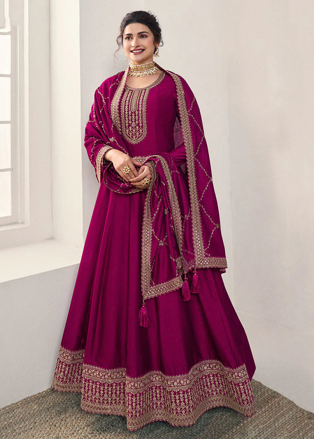 Magenta Embroidered Anarkali
