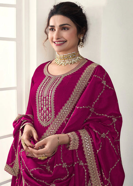 Magenta Embroidered Anarkali
