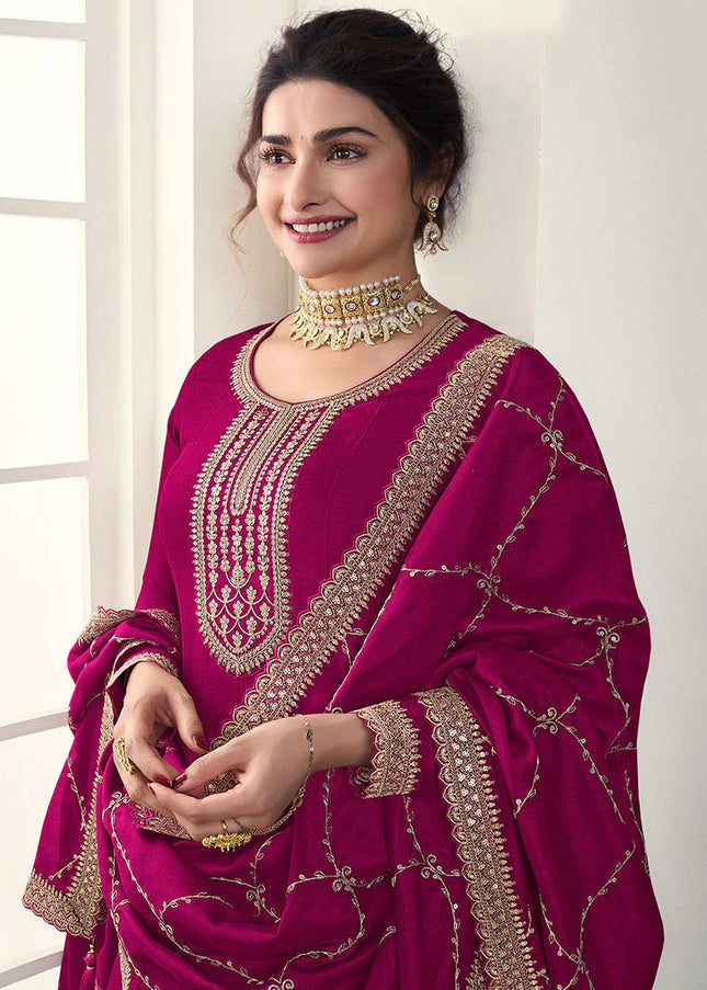 Magenta Embroidered Anarkali