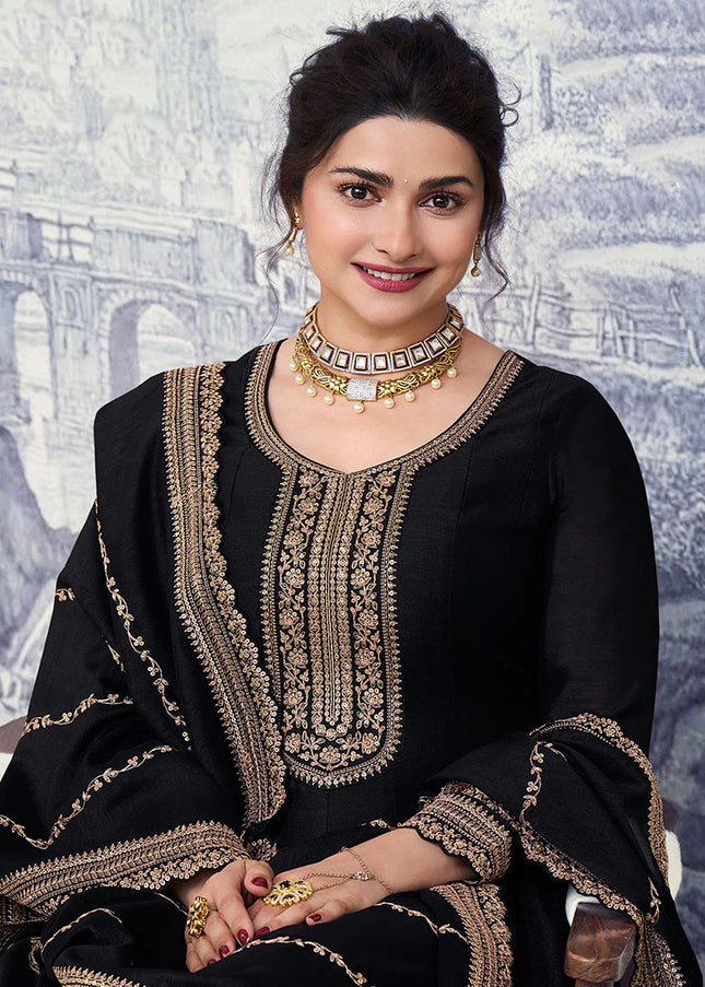 Black Embroidered Anarkali