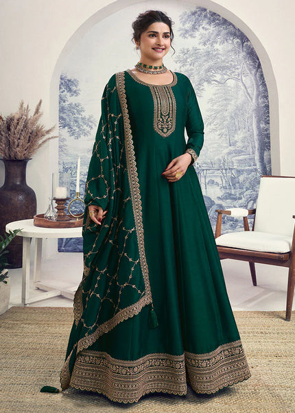 Green Embroidered Anarkali