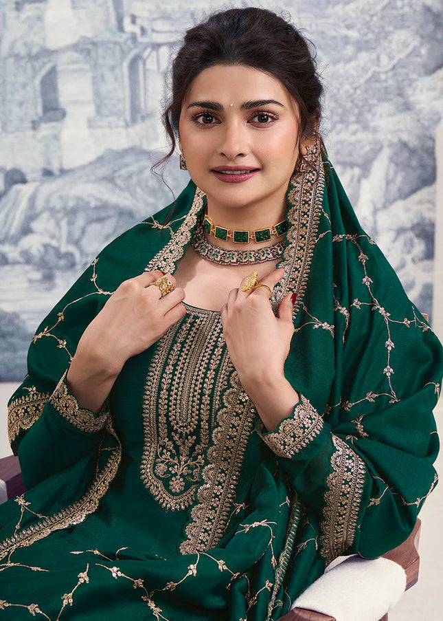 Green Embroidered Anarkali
