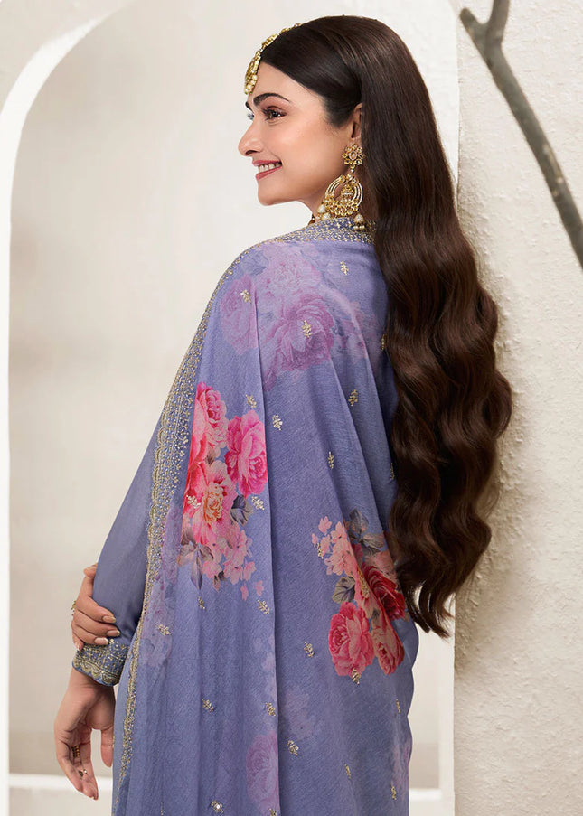 Light purple Embroidered Sharara Suit