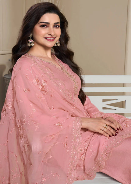 Pink Embroidered Pant Style Suit