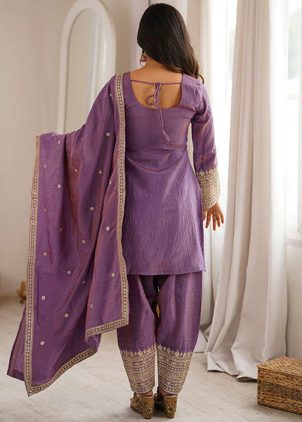 Lavender Embroidered Salwar Suit