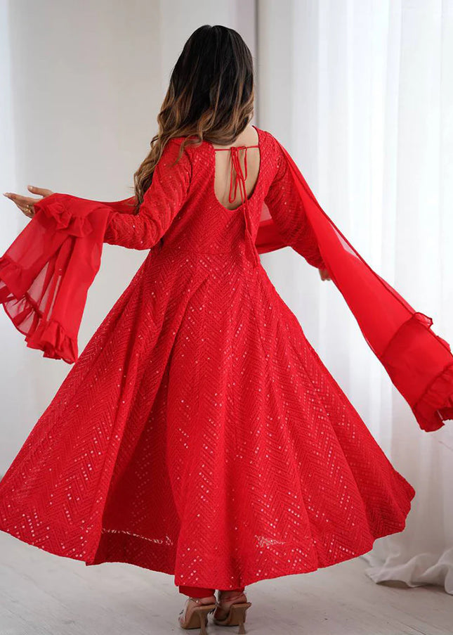Red Georgette Anarkali Suit