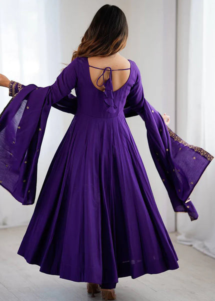 Purple Embroidered Anarkali