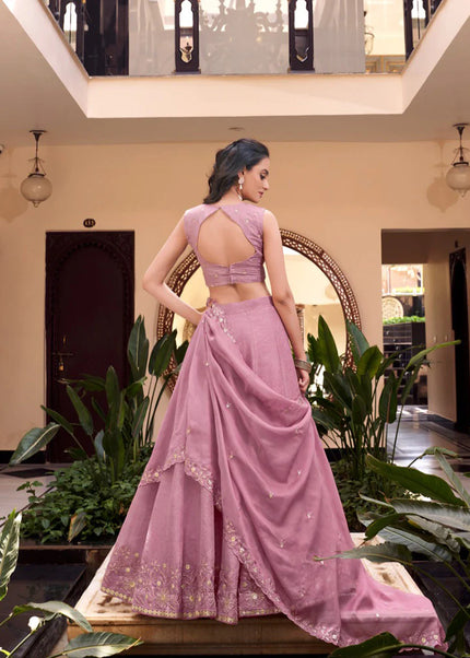 Pink Embroidered Lehenga Choli