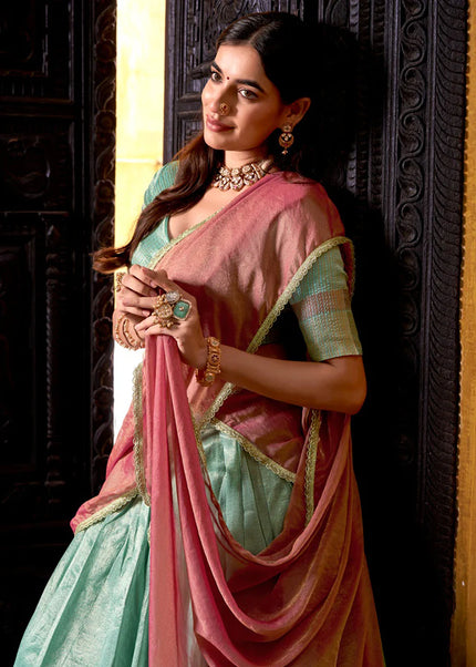 Sky Blue Embroidered Lehenga Choli