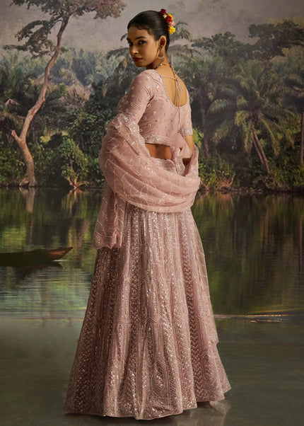 Mauve Embroidered Lehenga Choli