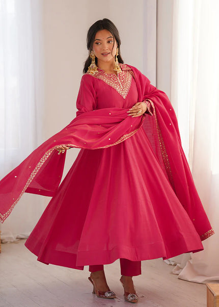 Pink Embroidered Anarkali