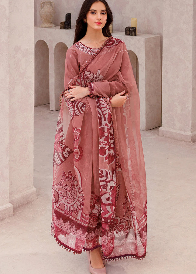 Farasha | Bahaar Embroidered Lawn'25 - Pink Whisper