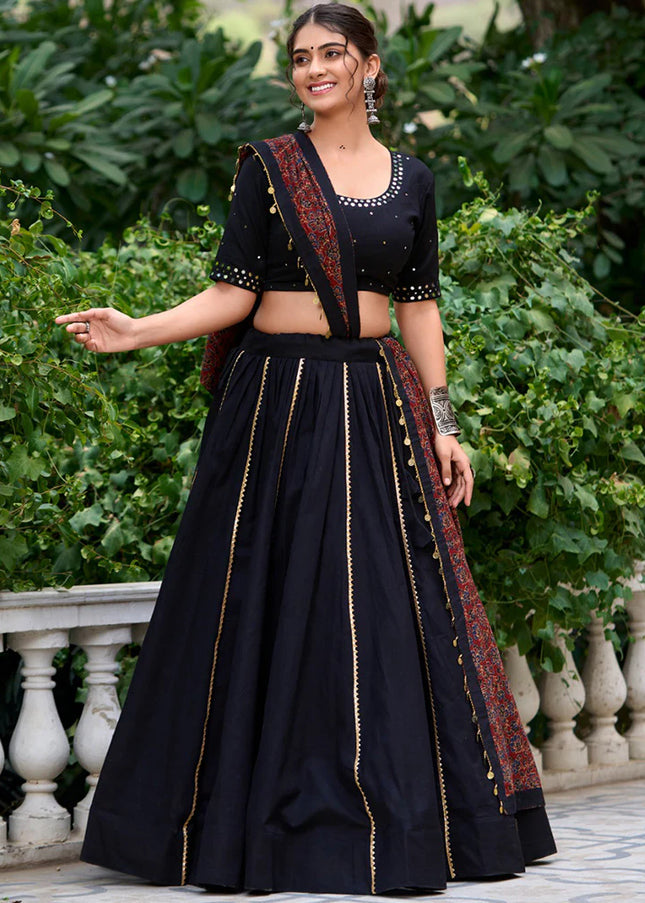 Black Embroidered Lehenga Choli