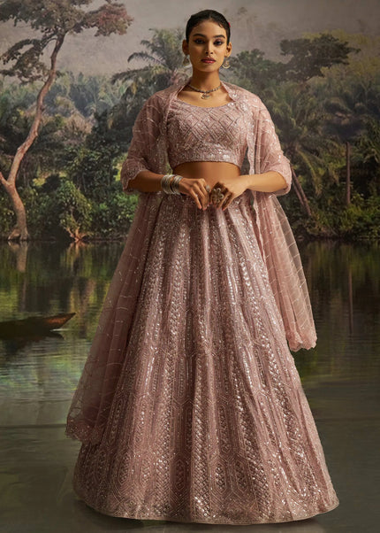 Mauve Embroidered Lehenga Choli