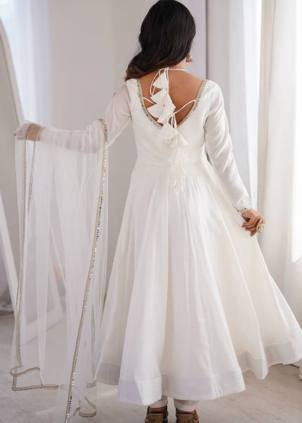 White Embroidered Anarkali