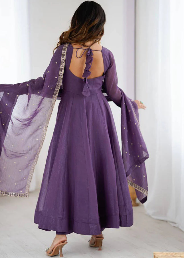 Dusty Mauve Embroidered Anarkali