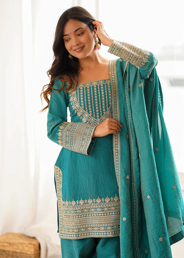 Blue Embroidered Salwar Suit