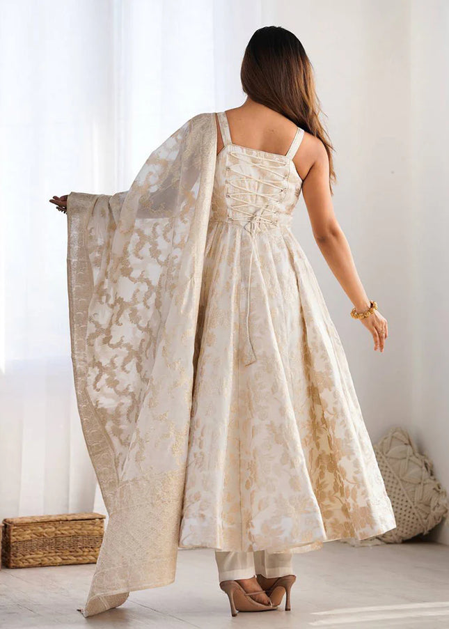 Offwhite Embroidered Anarkali