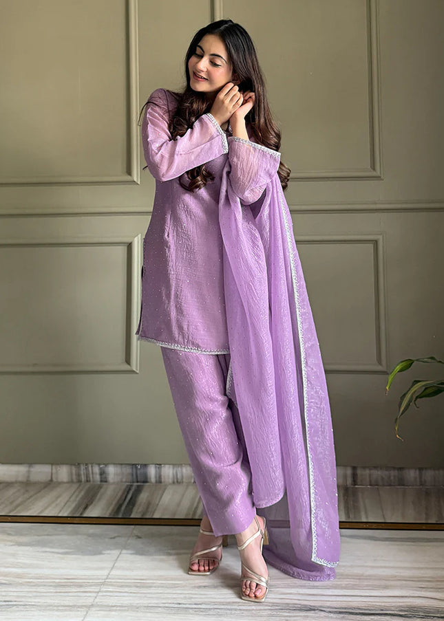 Lavender Embroidered Pant Style Suit