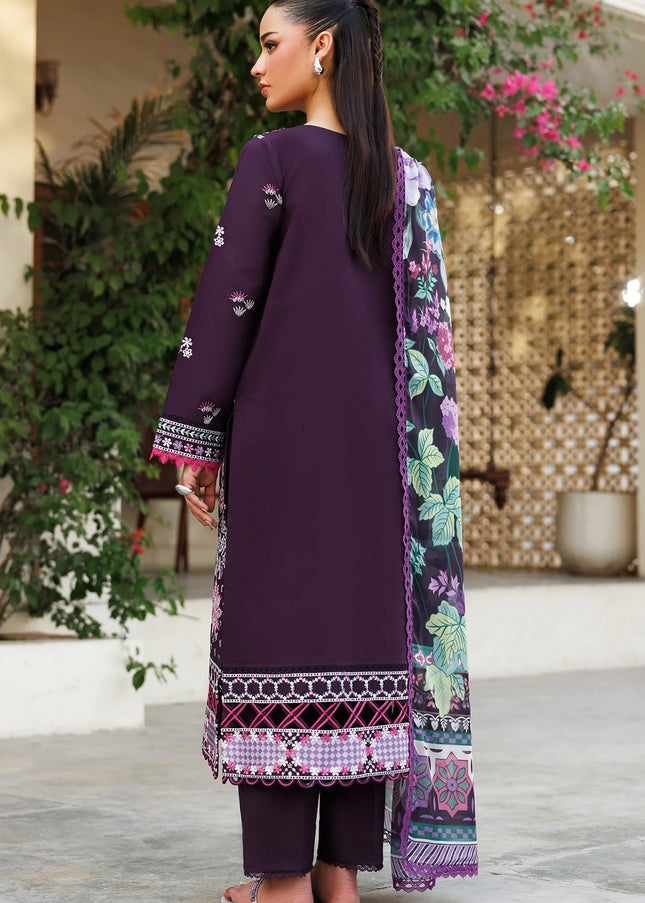 Farasha | Summer Weaves Embroidered Lawn'25 - Plum Allure