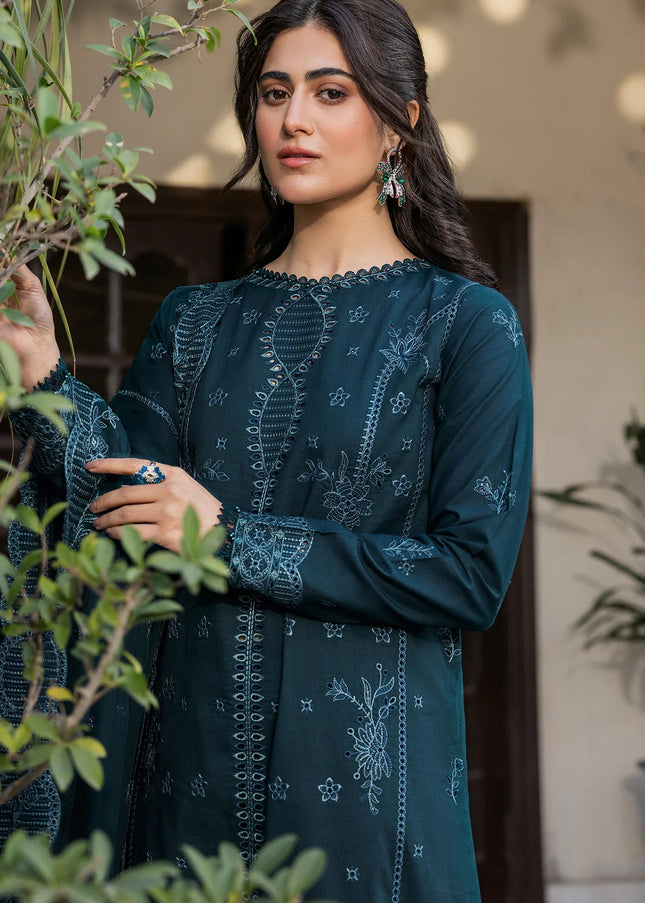 Farasha | Summer Weaves Embroidered Lawn'25 - Teal Serenity