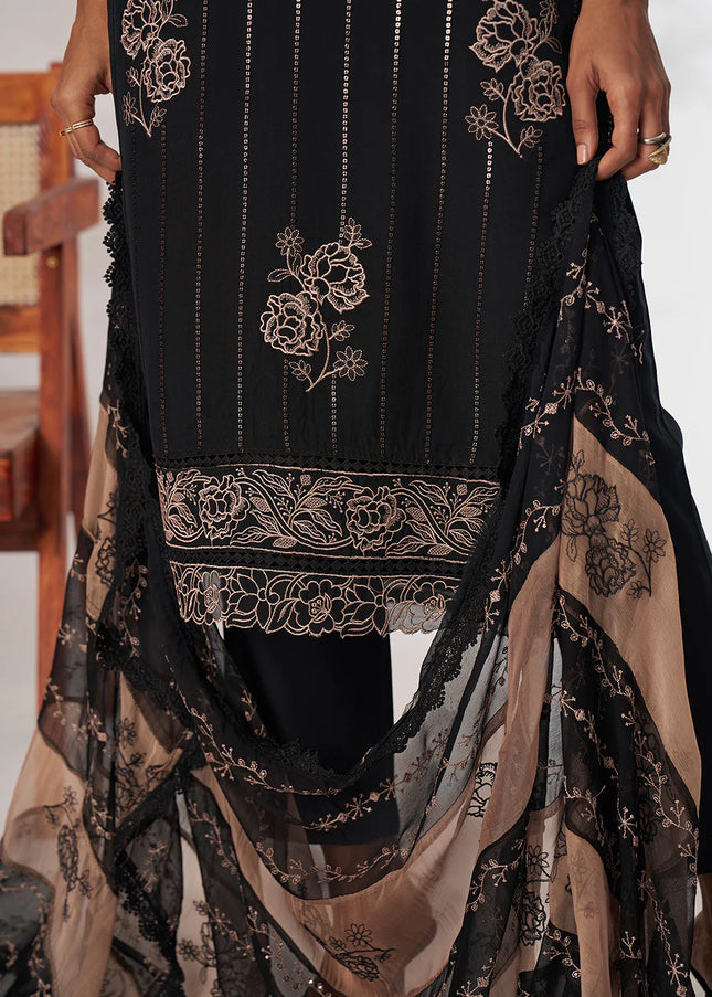 Black Embroidered Pant Suit