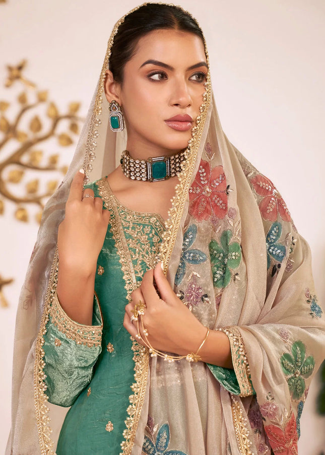 Fendy Silk Printed and Embroidered Palazzo Suit Series