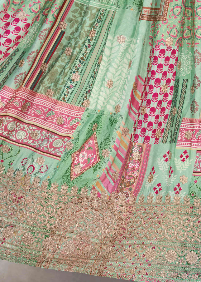 Green MultiColor Embroidered Lehenga Choli