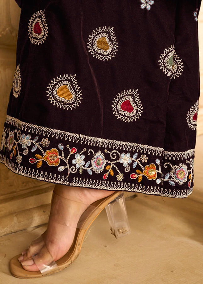 Maroon Embroidered Palazzo Suit