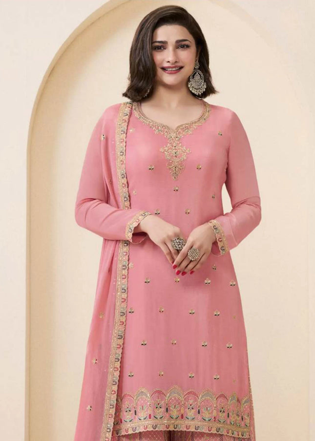 Pink Embroidered Sharara Suit