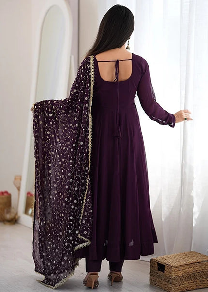 Purple Embroidered Anarkali