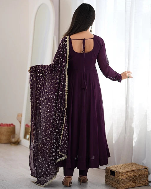 Purple Embroidered Anarkali