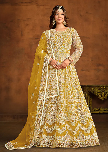 Yellow Embroidered Anarkali