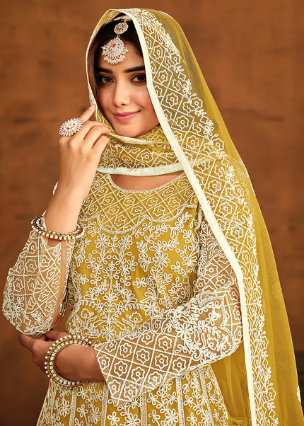 Yellow Embroidered Anarkali
