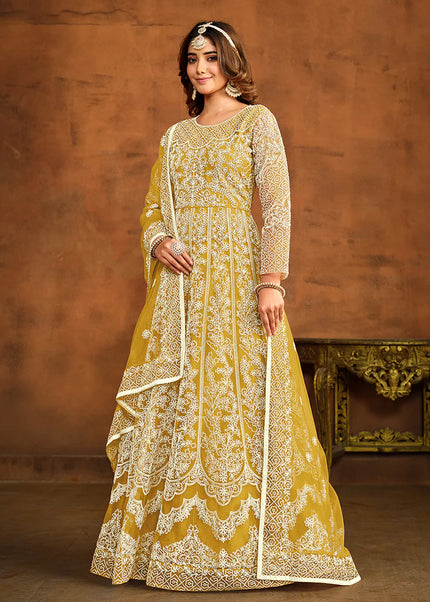 Yellow Embroidered Anarkali