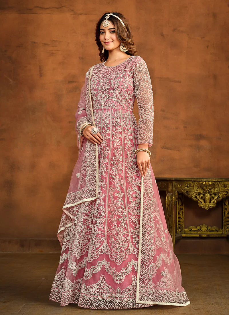 Pink Embroidered Anarkali FALAKENOOR Pink Embroidered Anarkali FALAKENOOR